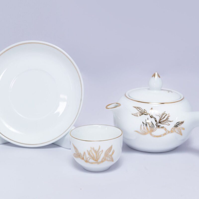 Bộ Trà Hoa Lan men Bạch Ngọc (White Jade)